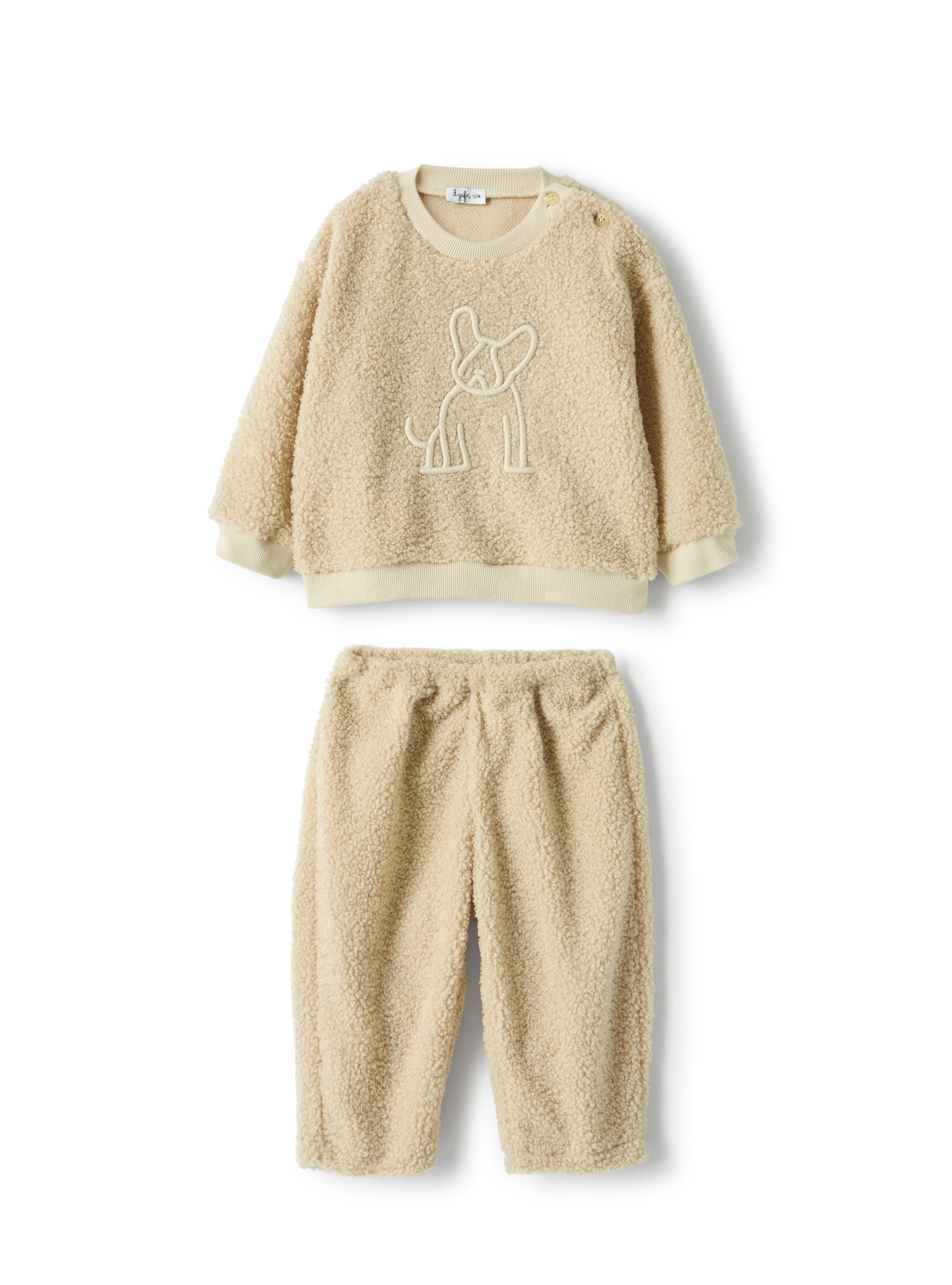 Curly fabric set with a puppy