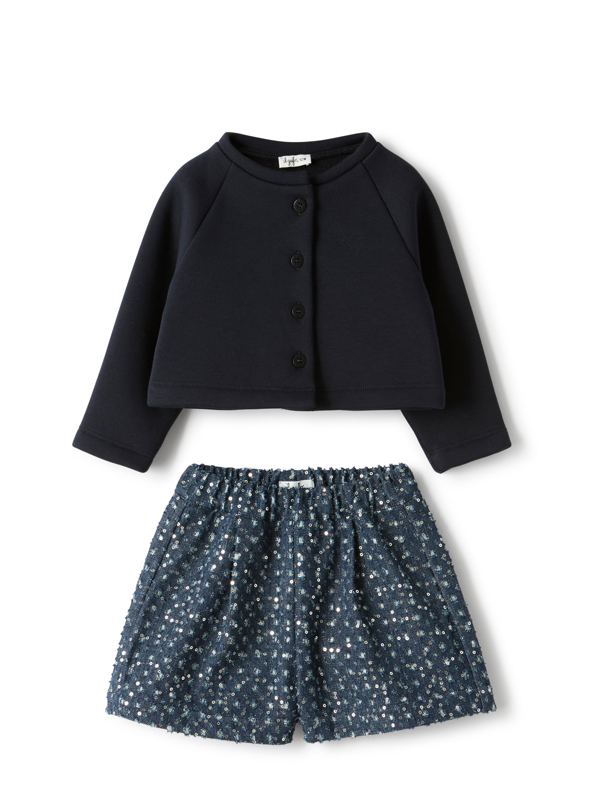 Sweatshirt and denim set with sequins