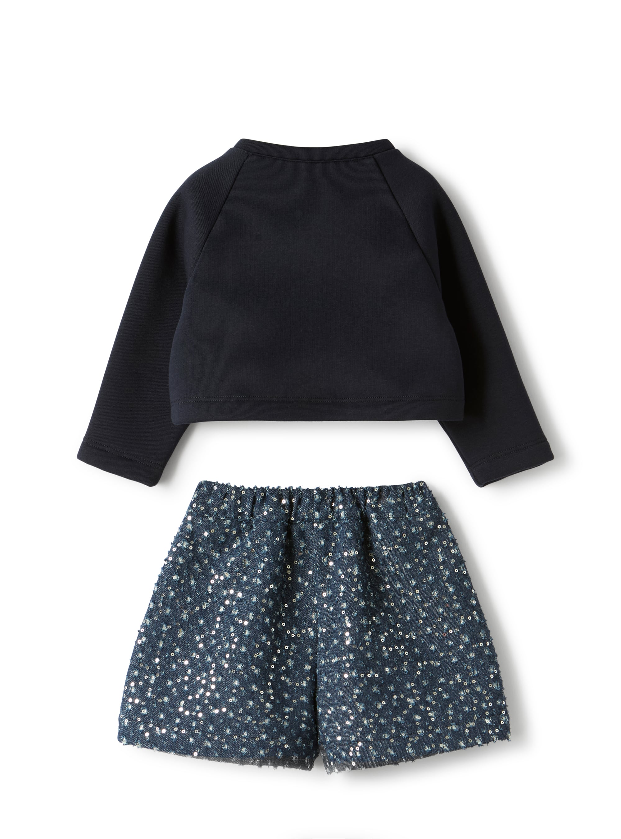 Sweatshirt and denim set with sequins