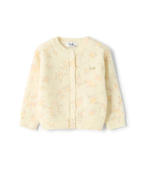 Floral alpaca-blend yarn cardigan