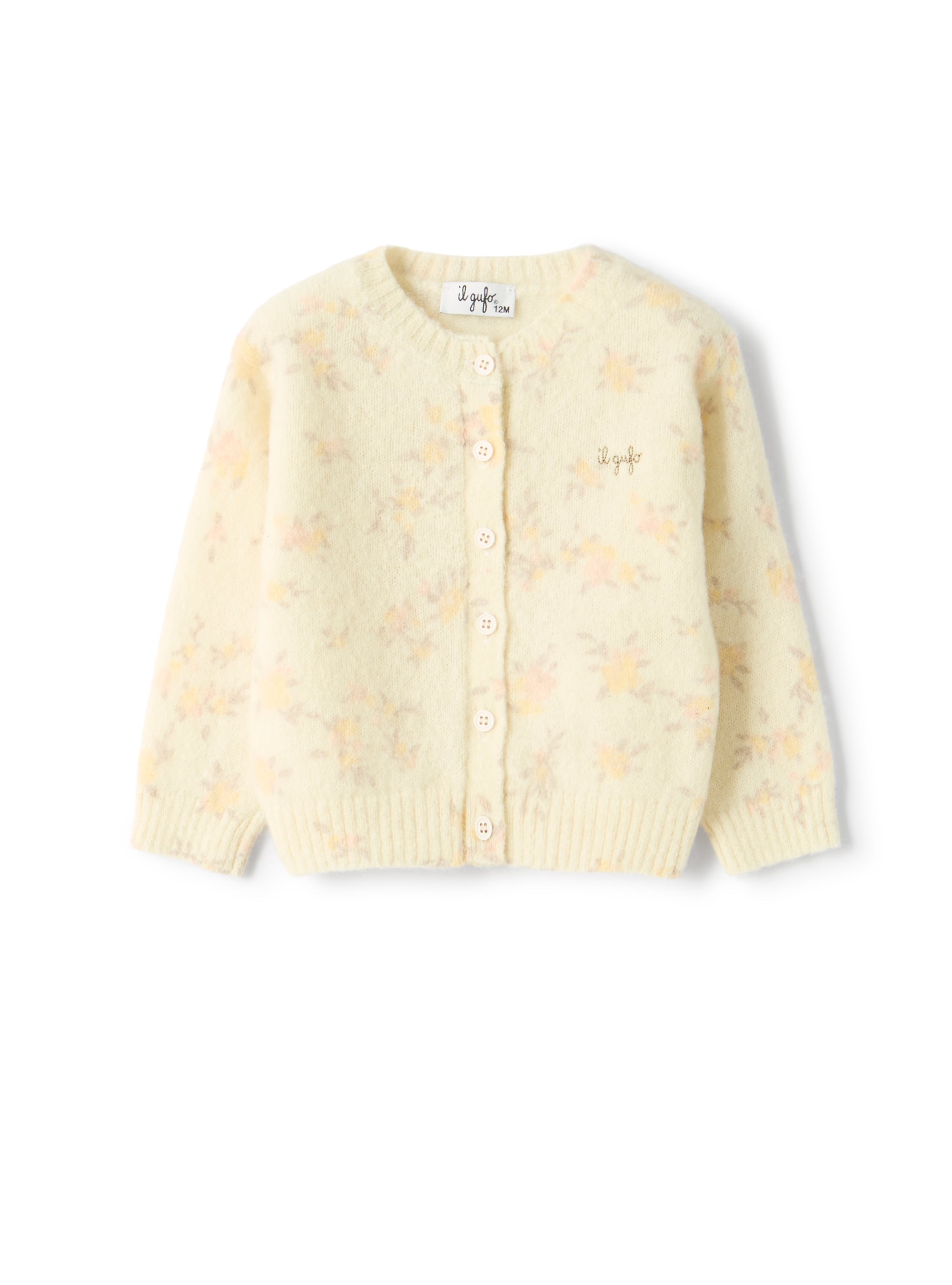 Floral alpaca-blend yarn cardigan