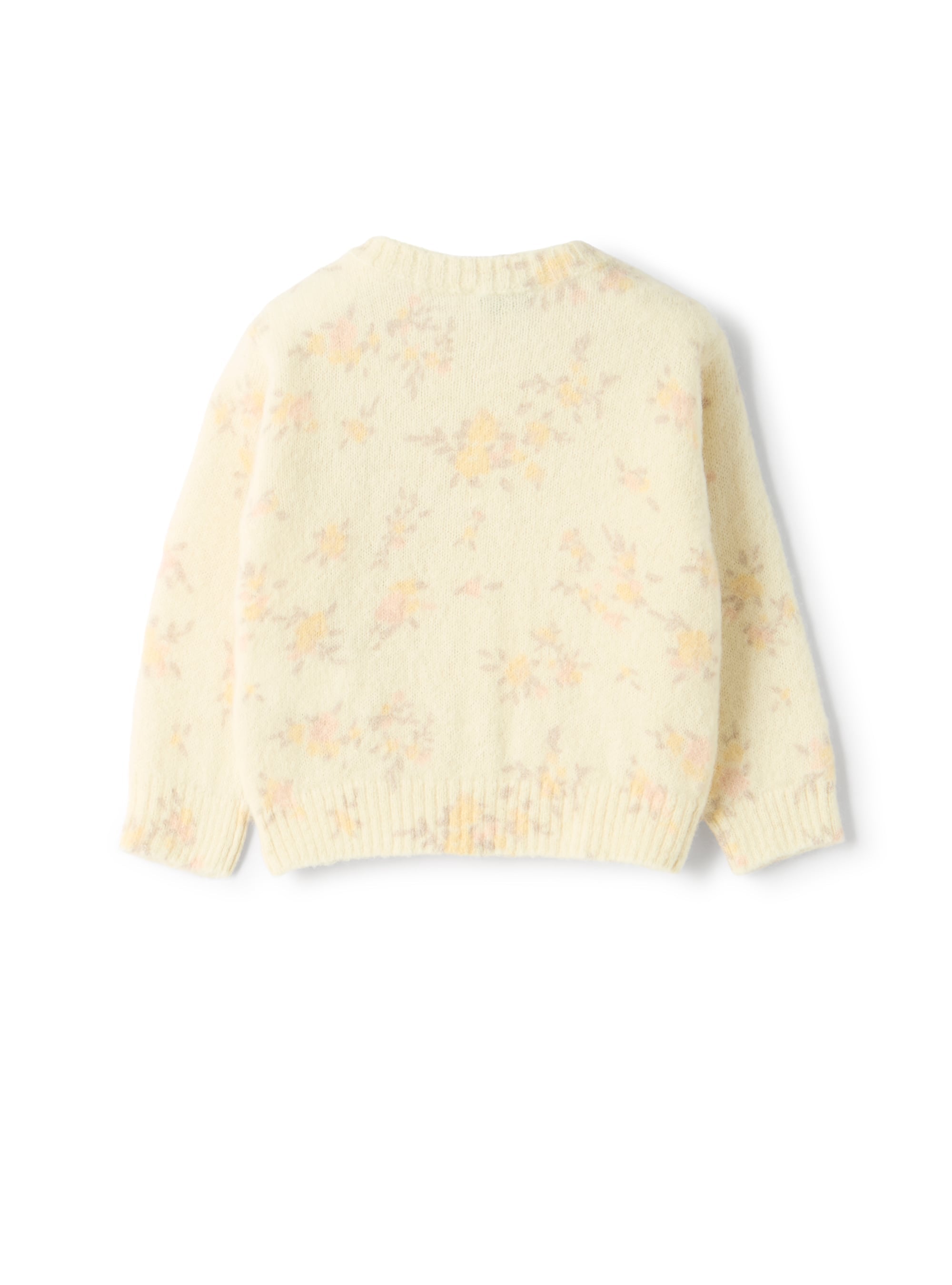 Floral alpaca-blend yarn cardigan