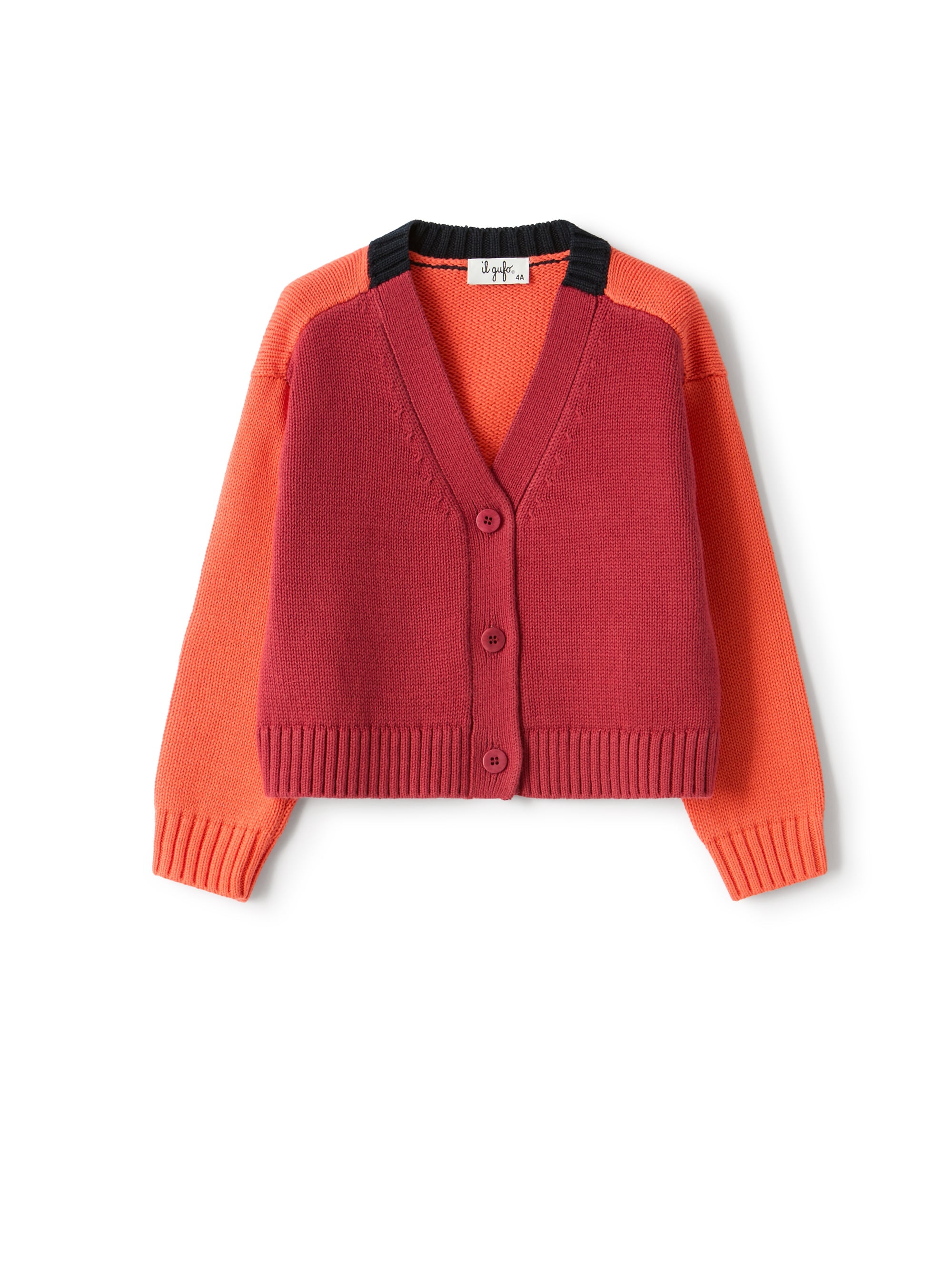 Organic cotton color block cardigan