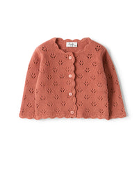 Wool cardigan with openwork pattern