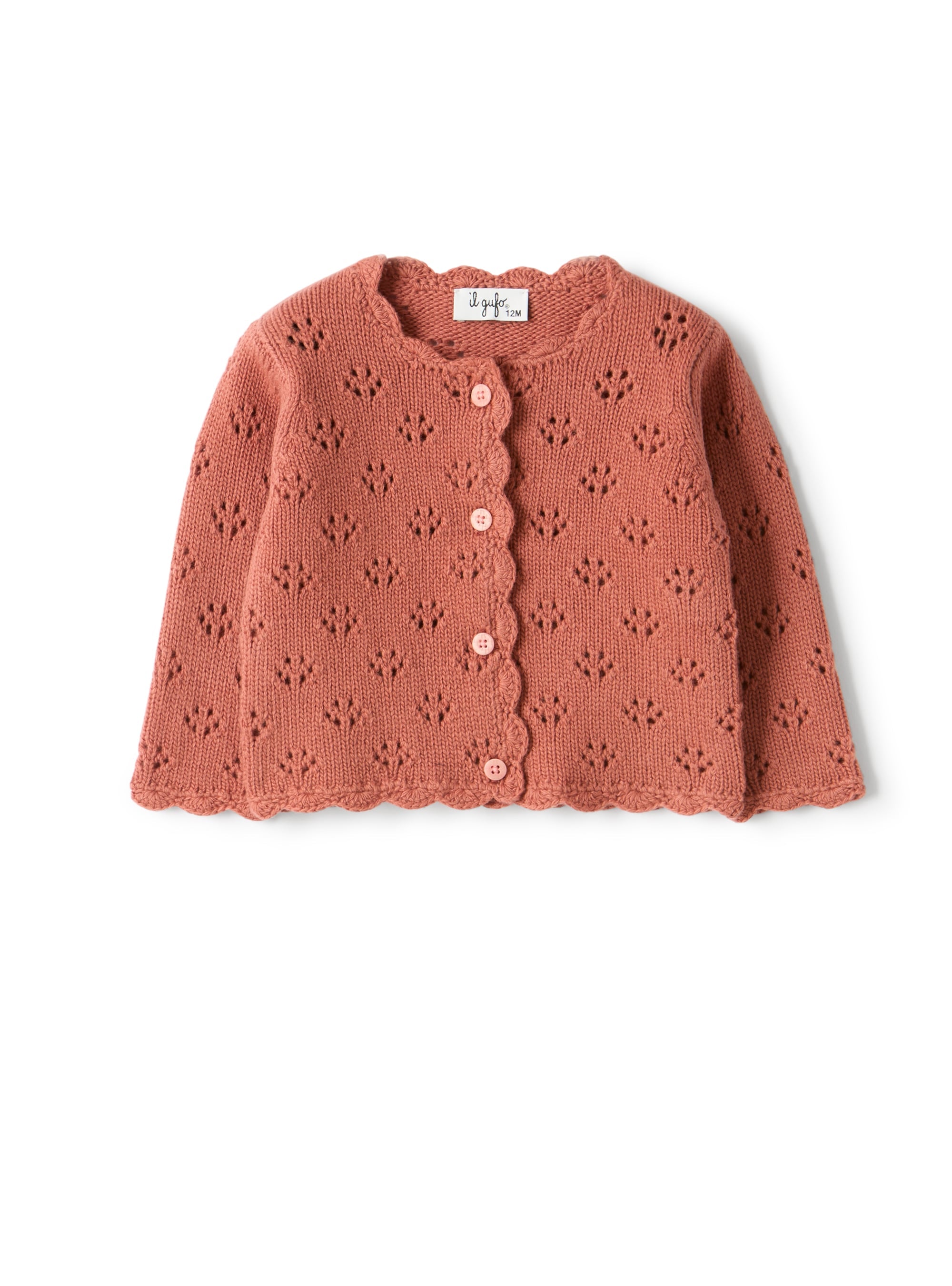 Wool cardigan with openwork pattern
