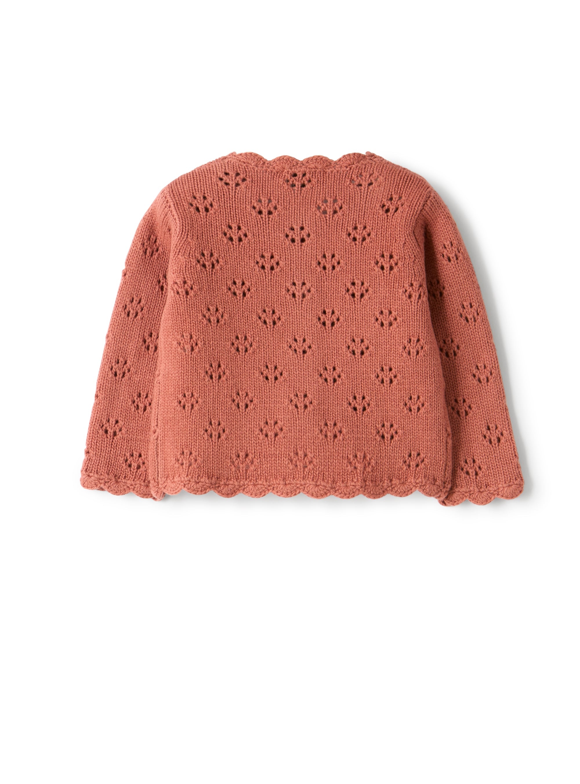 Wool cardigan with openwork pattern