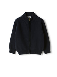 Wool cardigan with patch