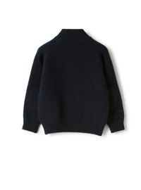 Wool cardigan with patch