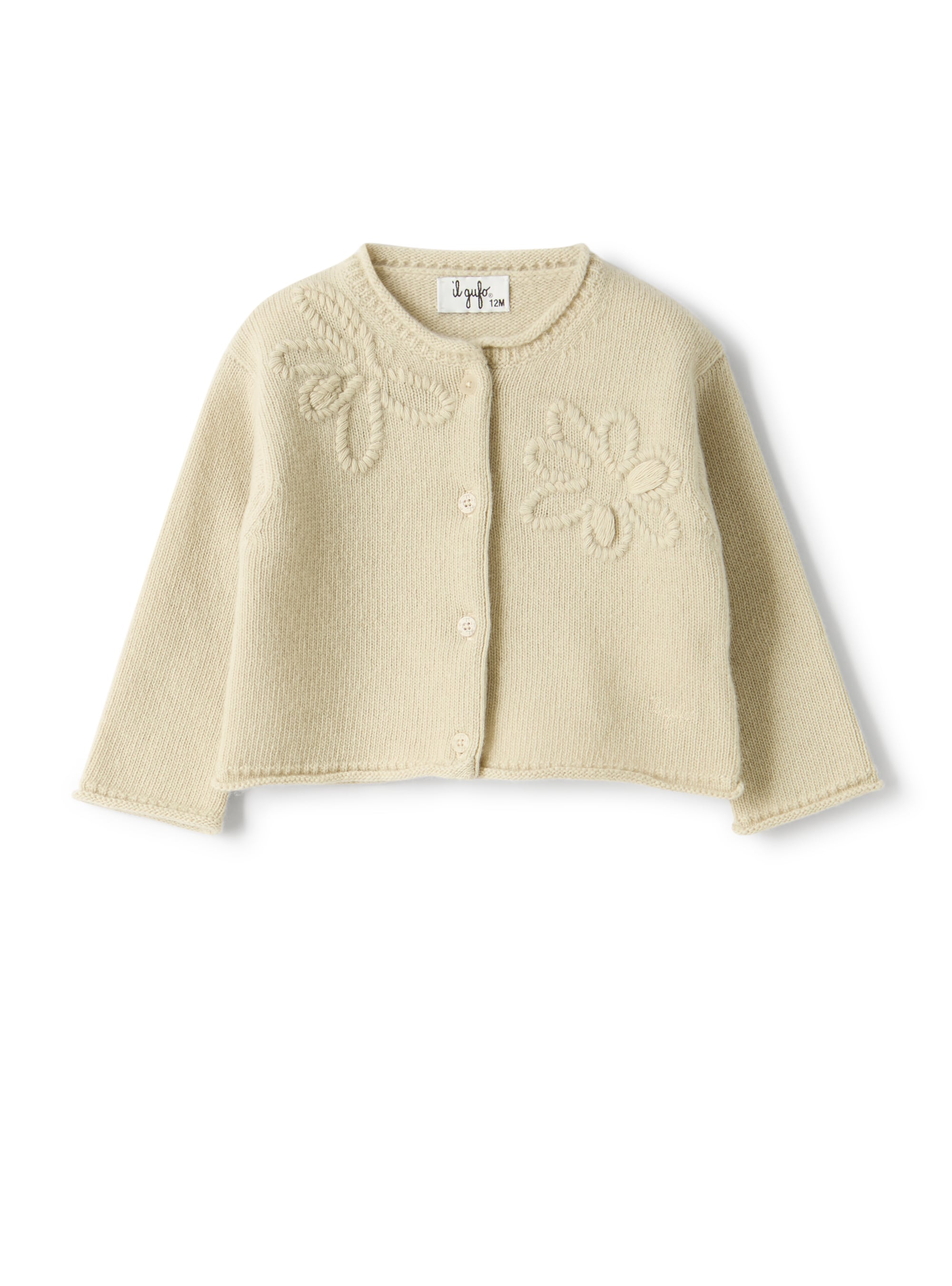 Wool cardigan with floral embroidery