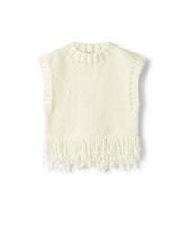 Knit vest with fringes