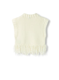 Knit vest with fringes