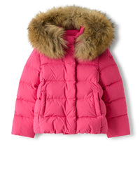 Down jacket with hood in nylon
