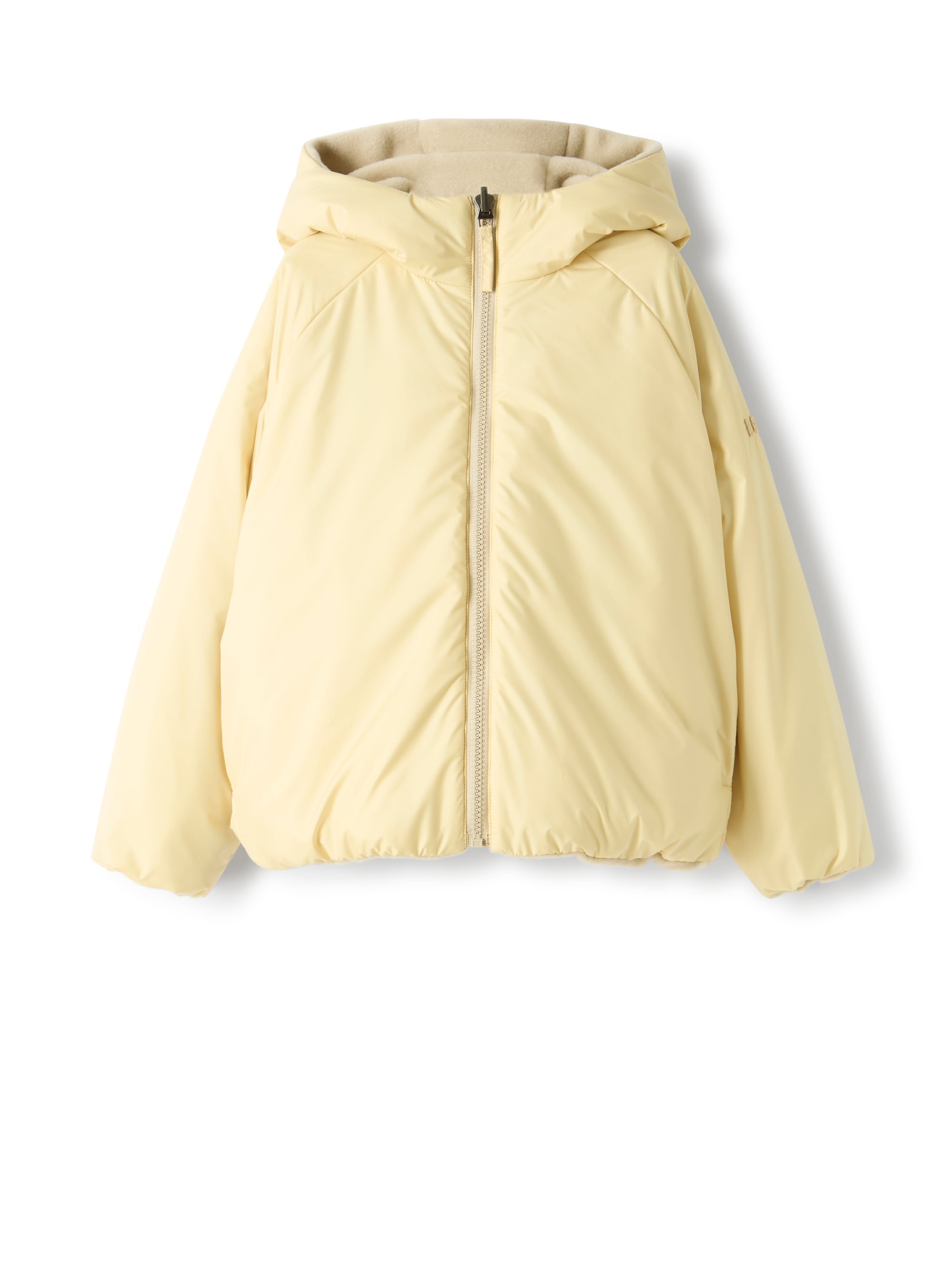 Reversible jacket in nylon and fleece
