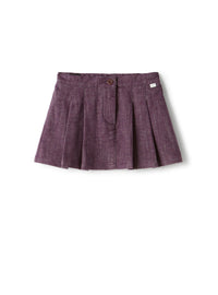 Pleated cotton-blend skirt