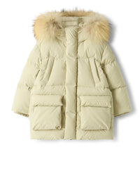 Long down jacket in recycled nylon