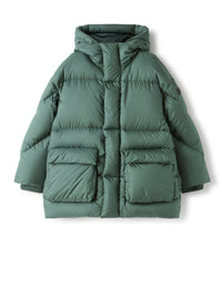 Flared down jacket with hood