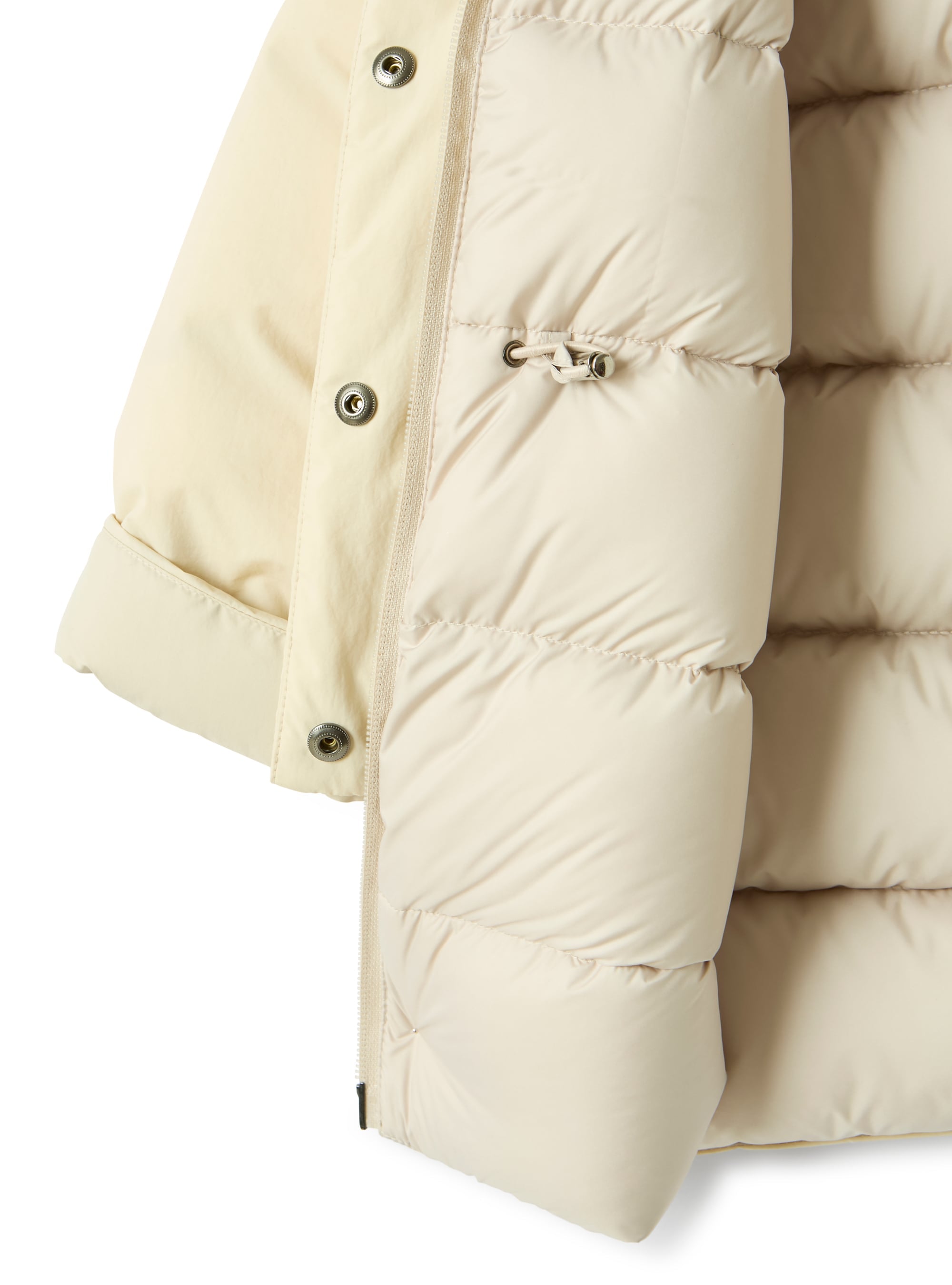 Down jacket with hood in recycled nylon