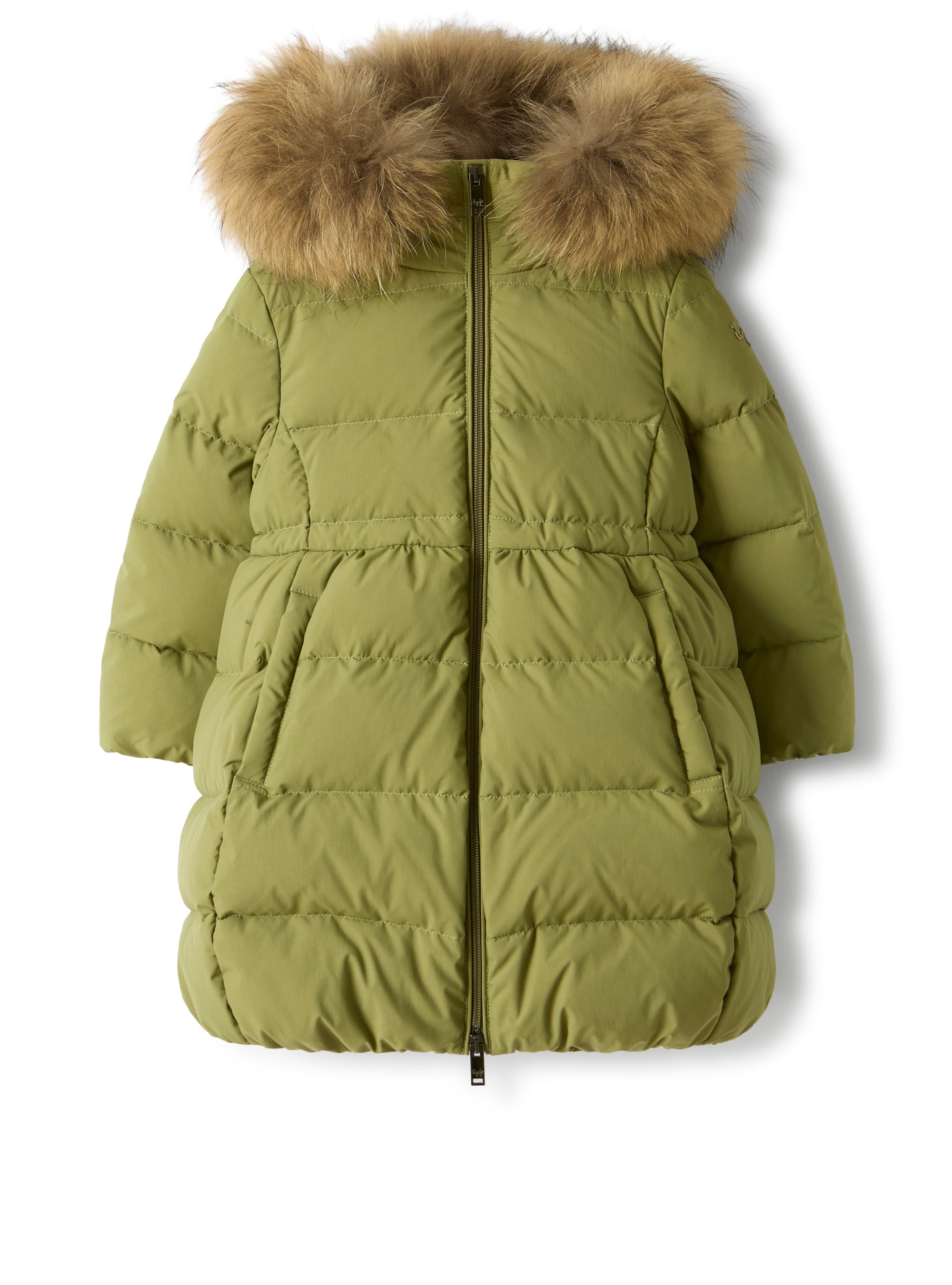 Long down jacket in recycled nylon