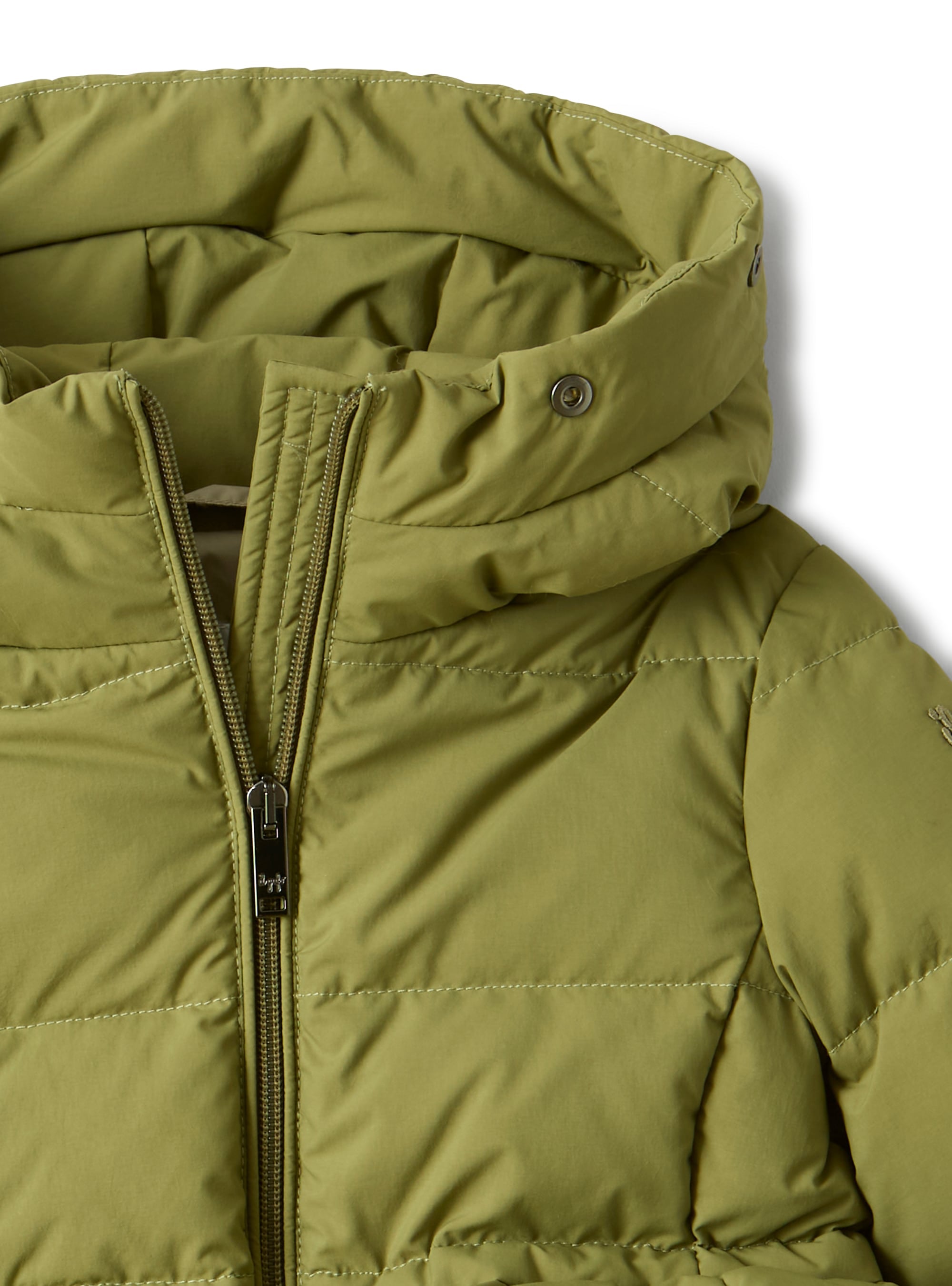 Long down jacket in recycled nylon