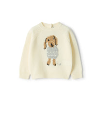 Merino wool sweater with a dachshund design