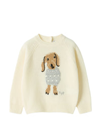 Merino Wool Sweater With A Dachshund Design