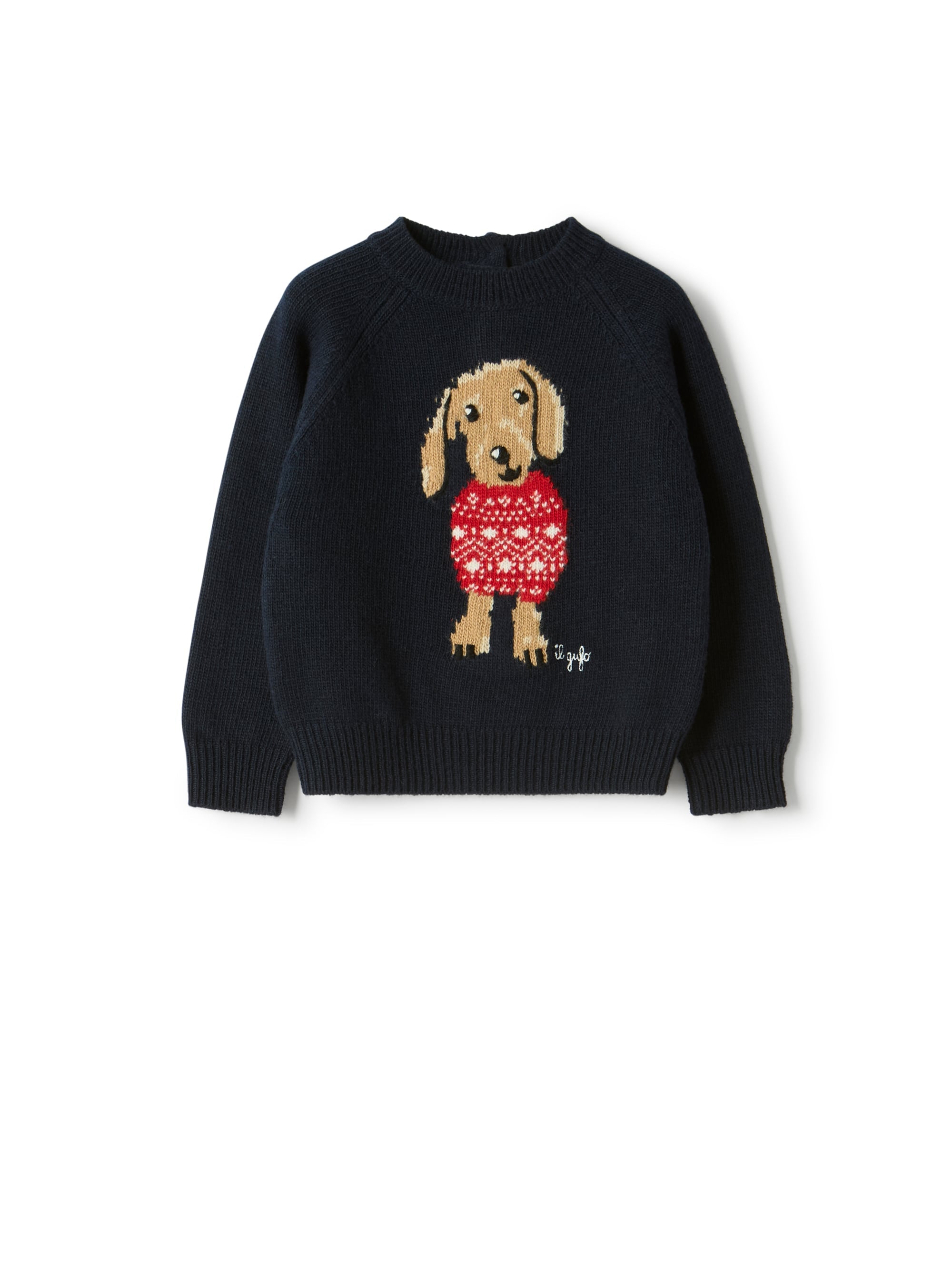 Merino wool sweater with a dachshund design