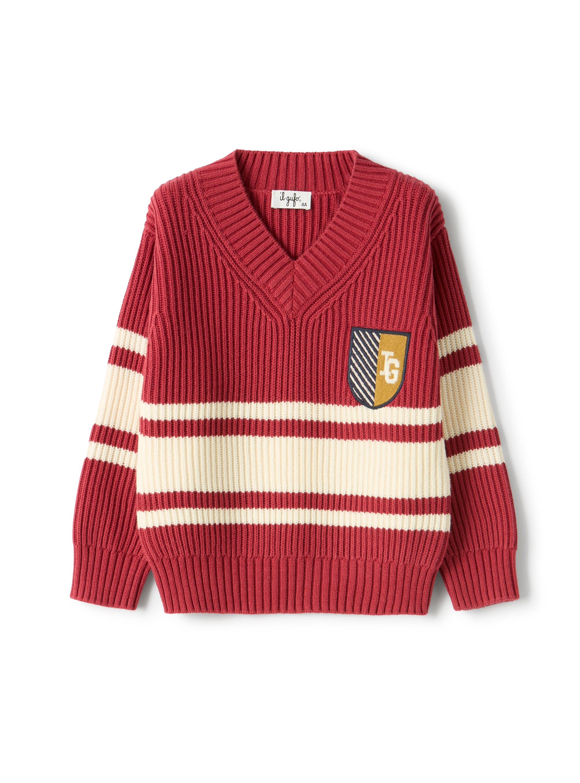 College-style organic cotton sweater