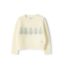 Wool sweater with embroidery and rhinestones