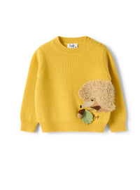 Wool sweater with hedgehog design
