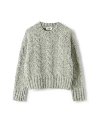 Cable-knit wool-blend sweater with lurex
