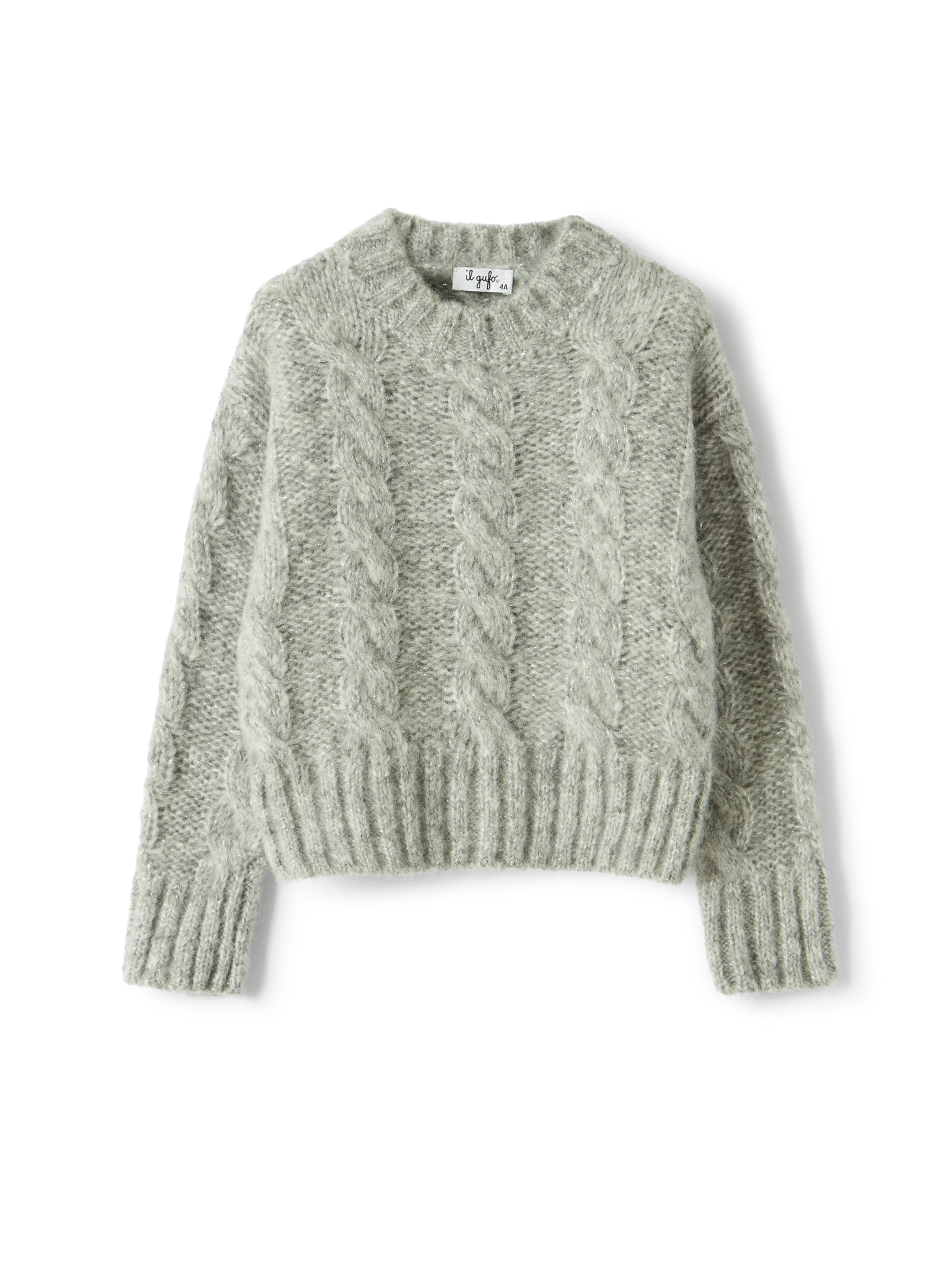 Cable-knit wool-blend sweater with lurex