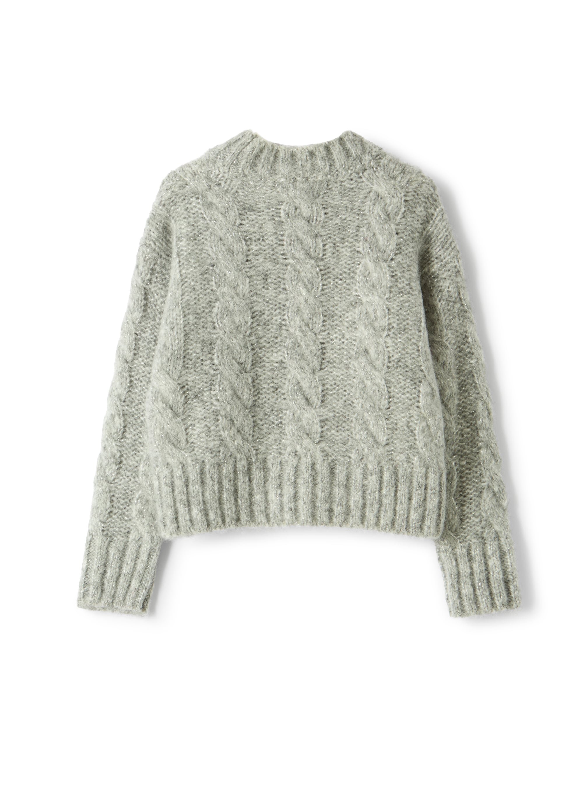 Cable-knit wool-blend sweater with lurex