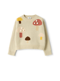 Wool sweater with little mushrooms