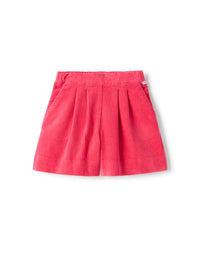 Velvet bermuda shorts with pleats