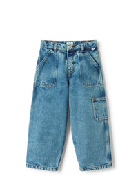 Wide-leg jeans with stitching