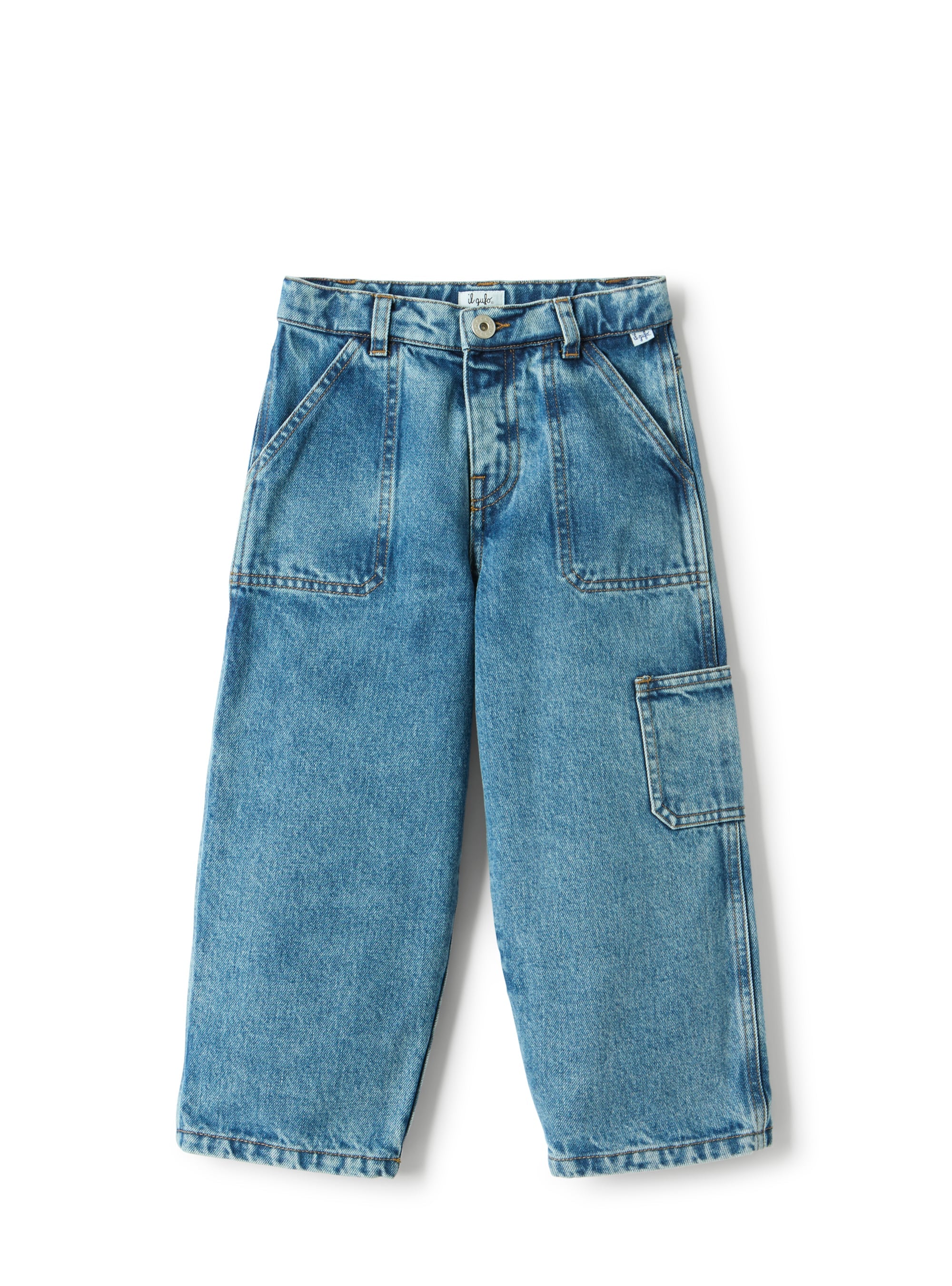 Wide-leg jeans with stitching