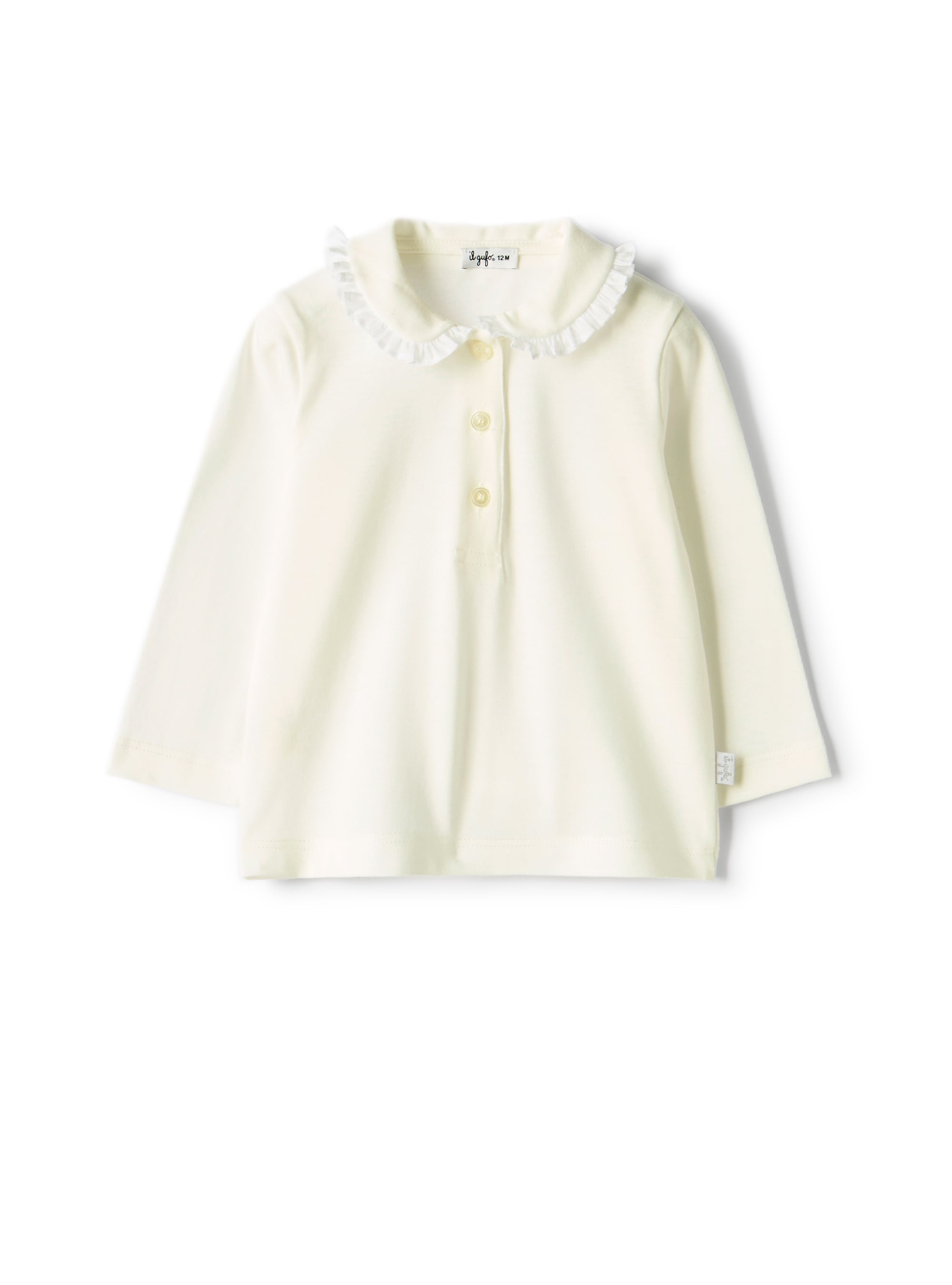 Cotton polo with a frilled collar