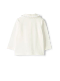 Cotton polo with a frilled collar