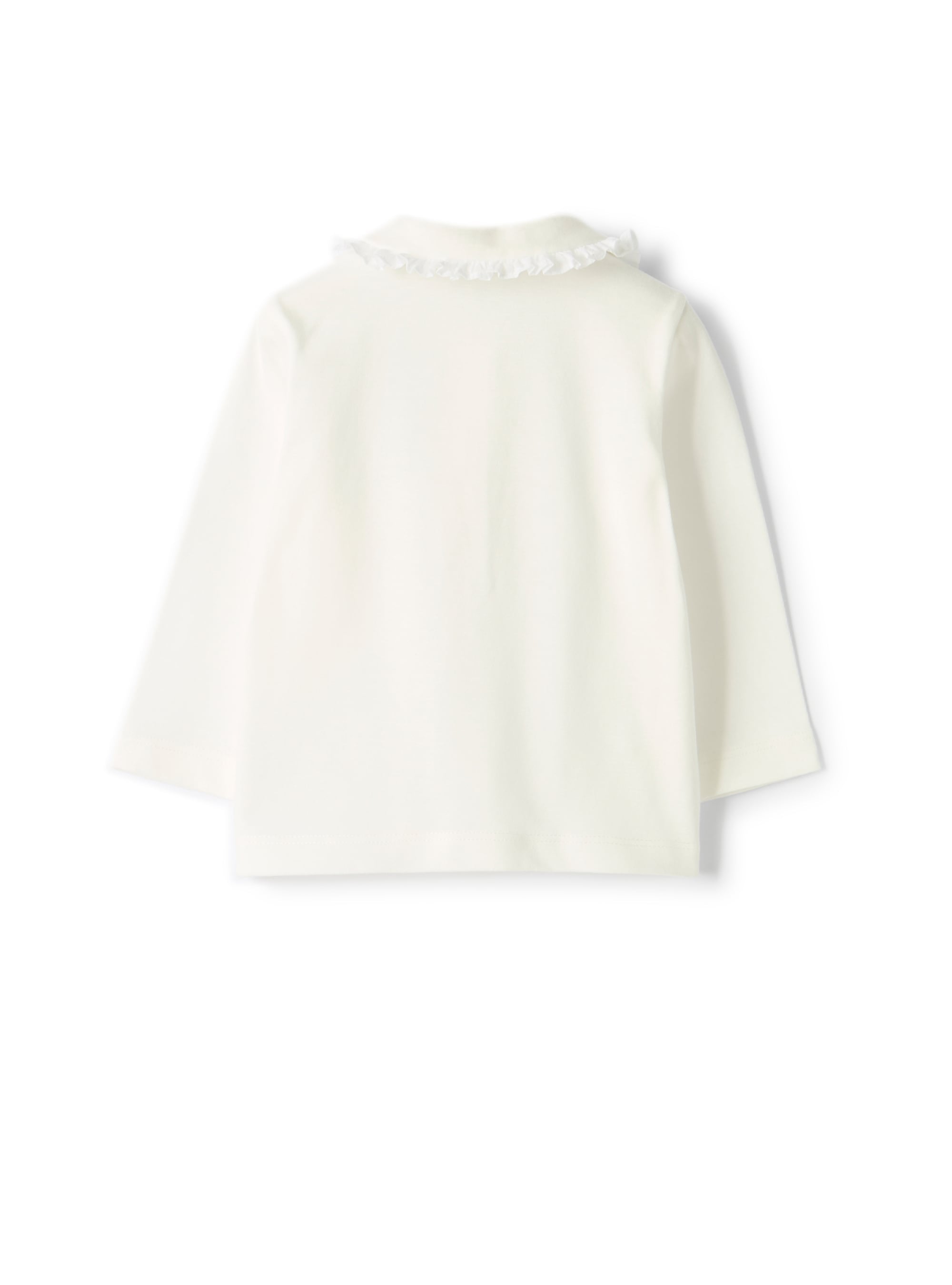 Cotton polo with a frilled collar