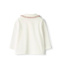 Cotton polo with a frilled collar