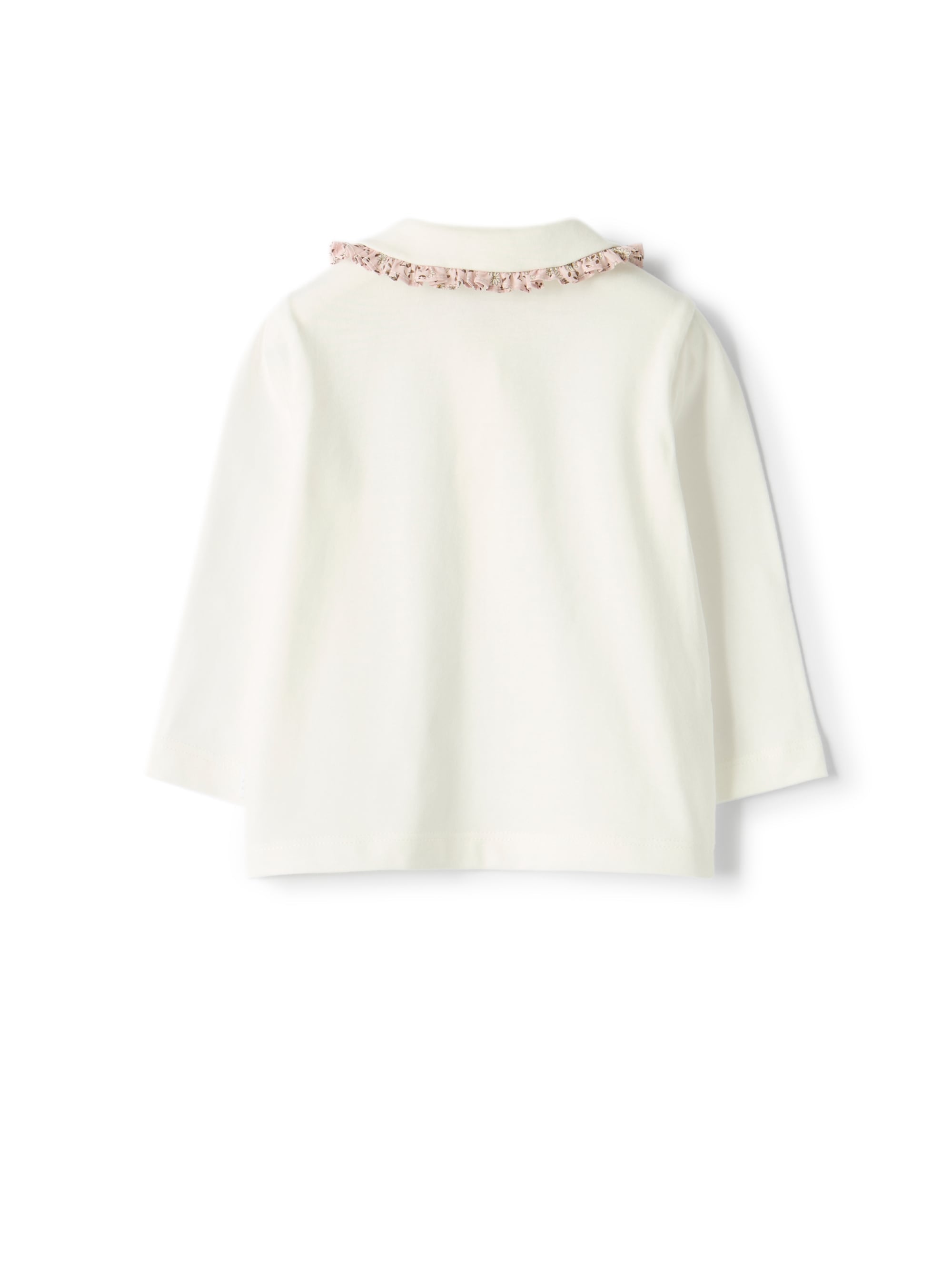 Cotton polo with a frilled collar