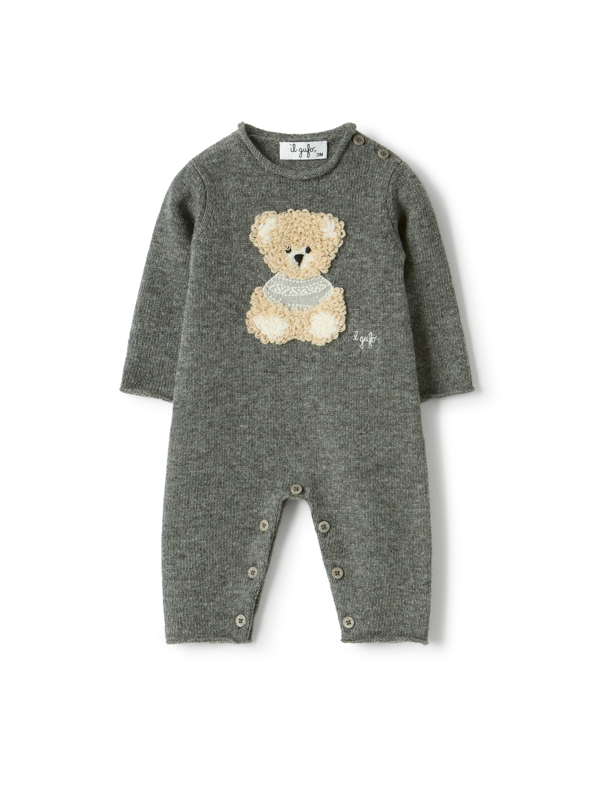 Merino wool onesie with a bear design