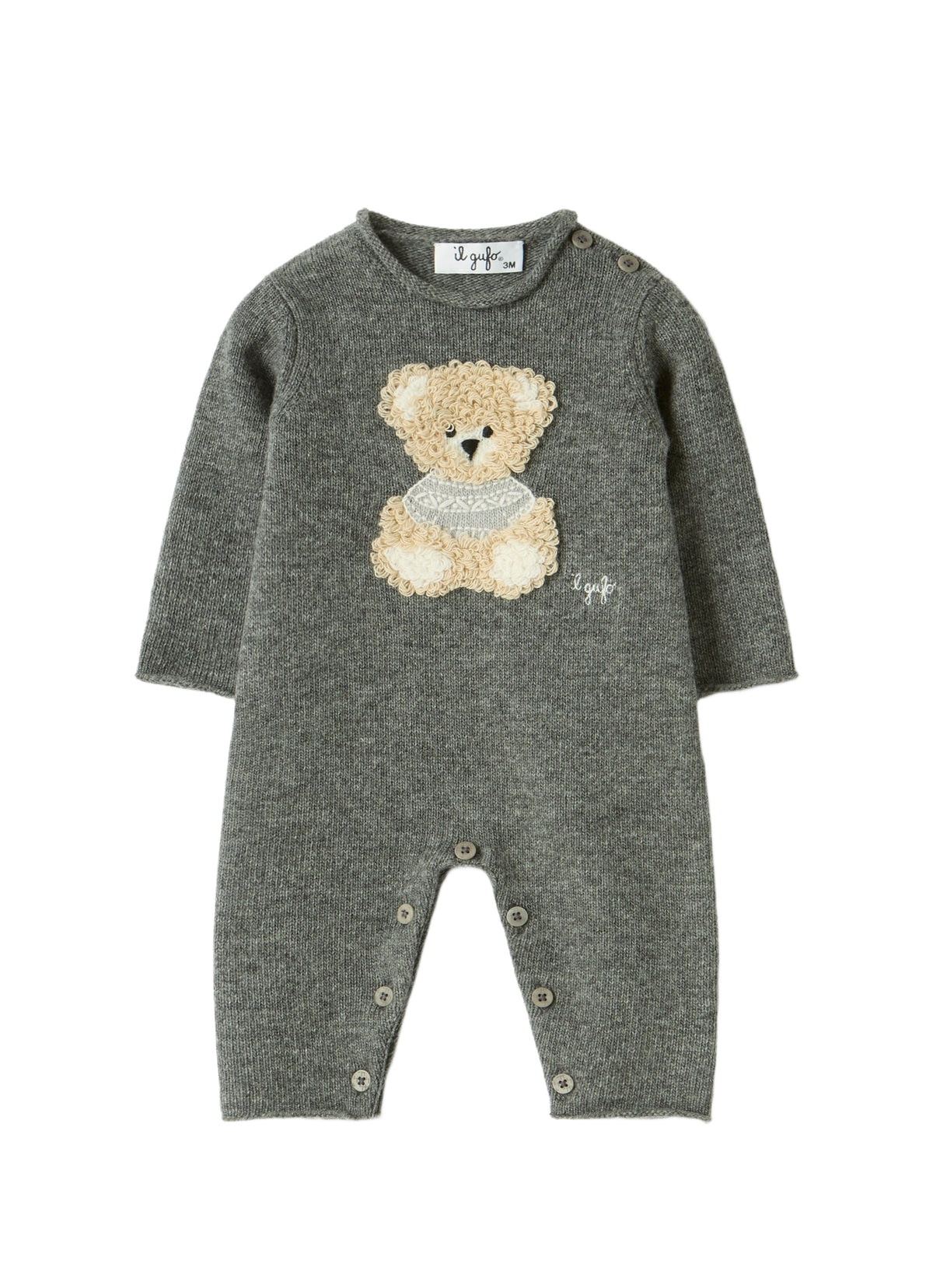 Merino Wool Onesie With A Bear Design