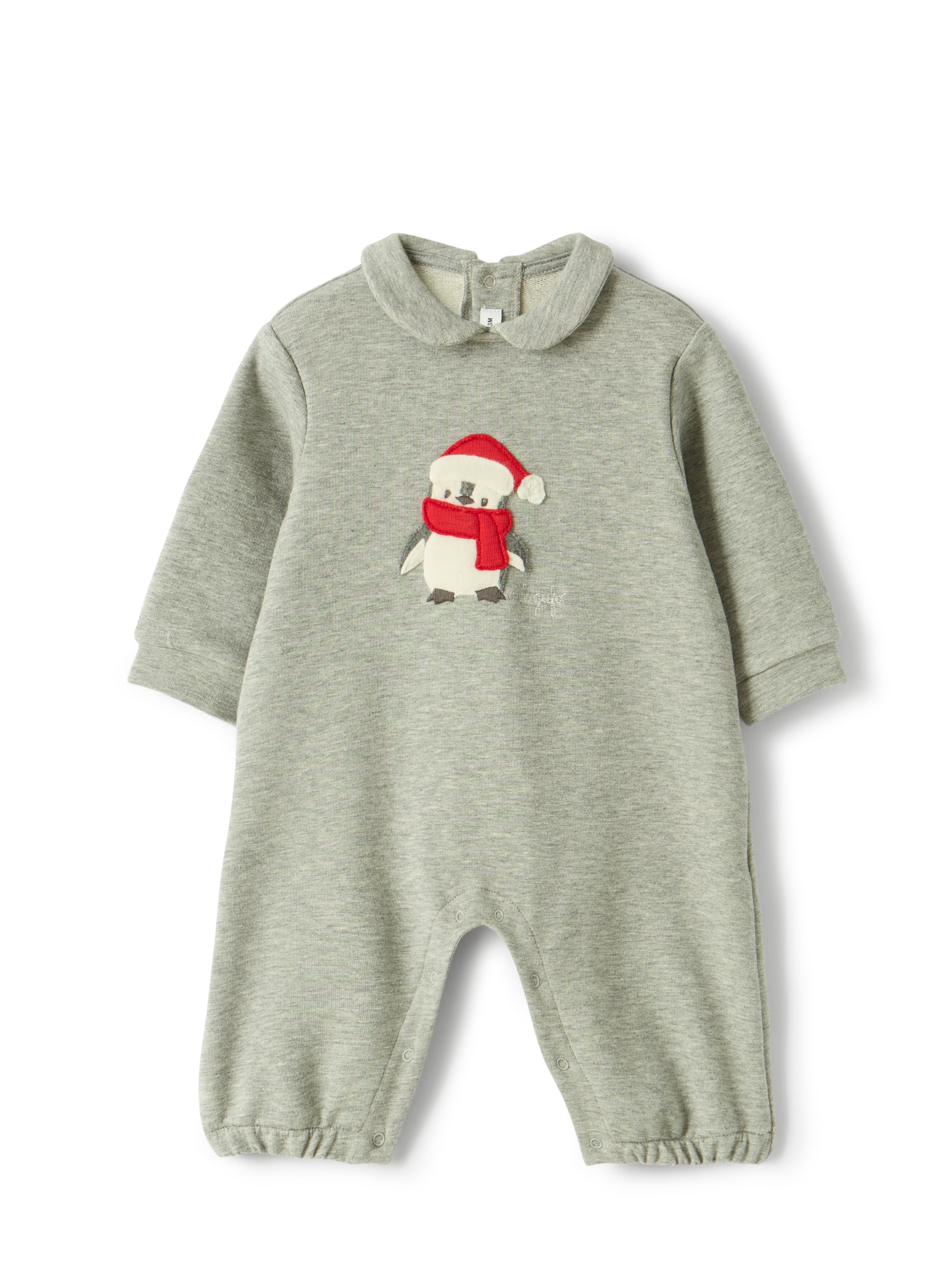 Fleece onesie with a penguin design