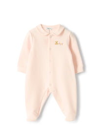 Fleece onesie with bear embroidery