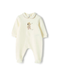 Fleece onesie with an appliqué bear design