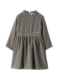Smooth Velvet Dress With Micro Ruffles