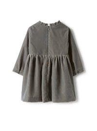 Smooth velvet dress with micro ruffles