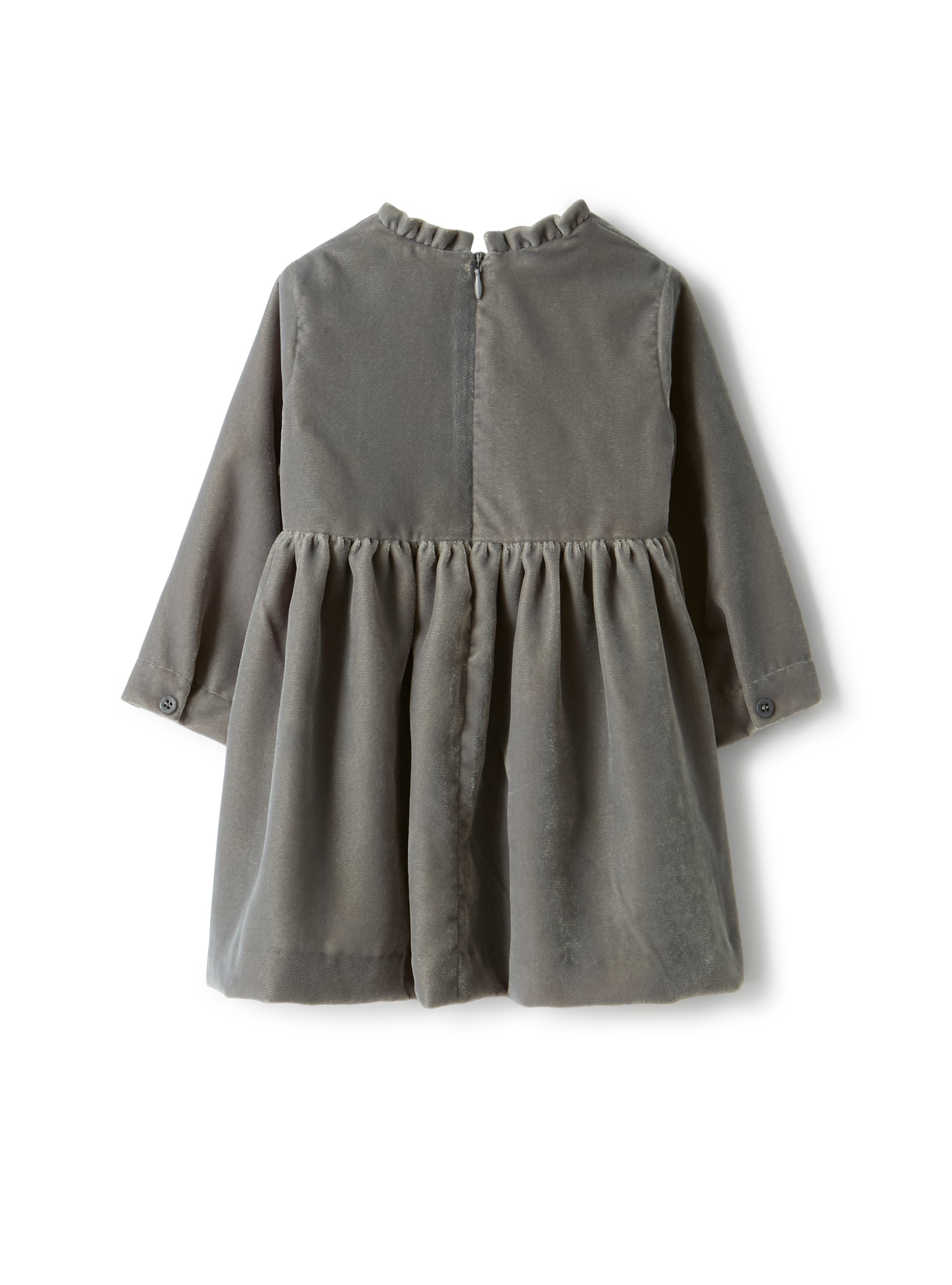 Smooth velvet dress with micro ruffles