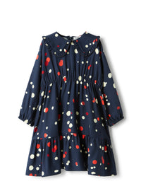 Viscose dress with a ruffled collar